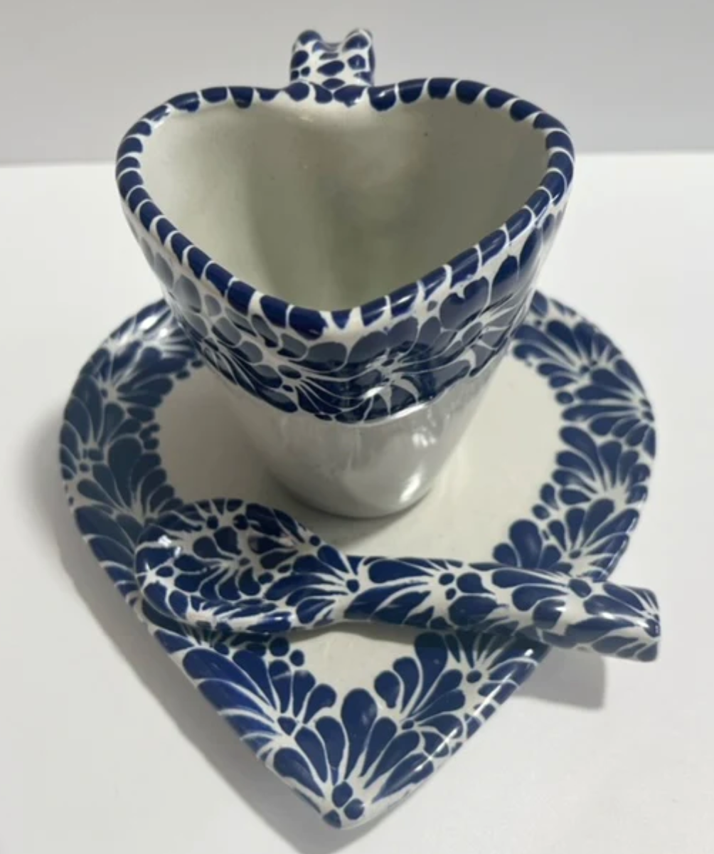 Cappuccino Cup, Mexican Coffee Mug, Puebla Talavera Pottery